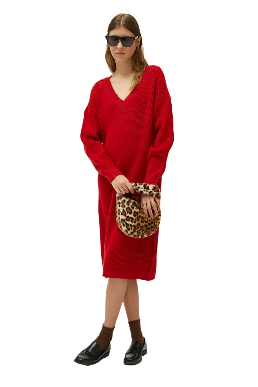Compania Fantastica Red V-Neck Dress