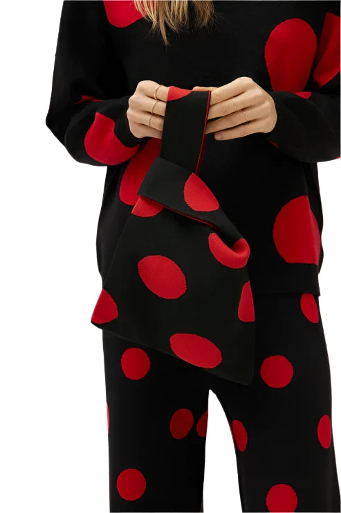 Compania Fantastica Red Polka Dot Print Handbag in Multiple Colors