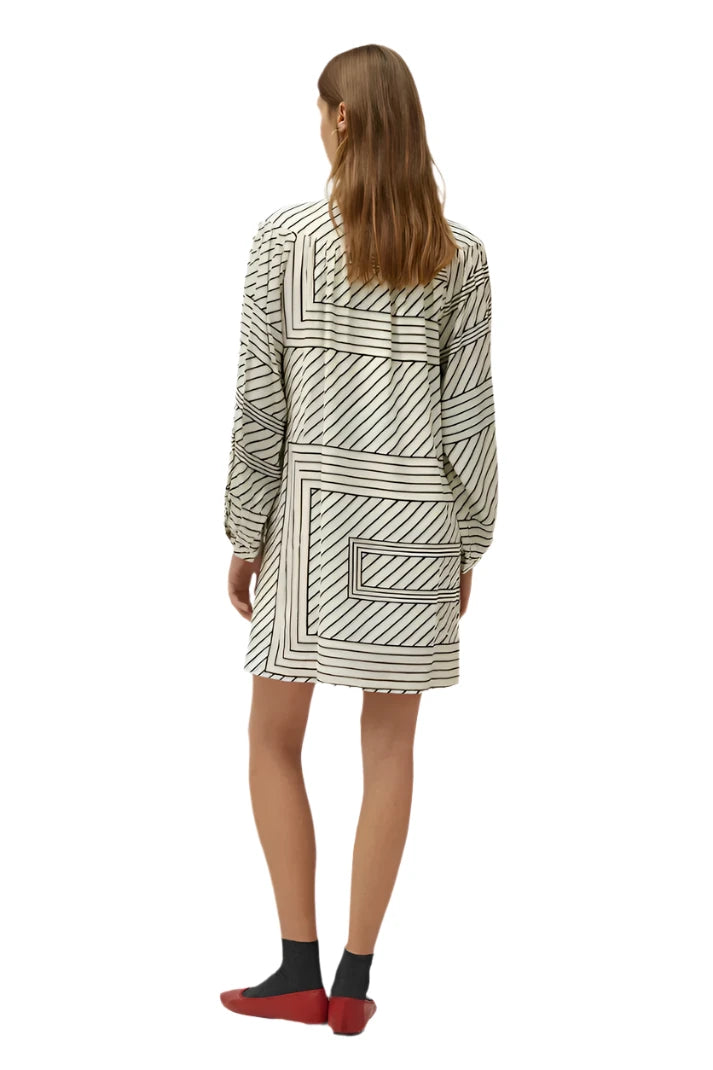 Compania Fantastica White Stripe Print Short Dress