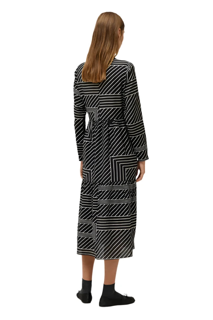 Compania Fantastica Black Striped Print Midi Dress