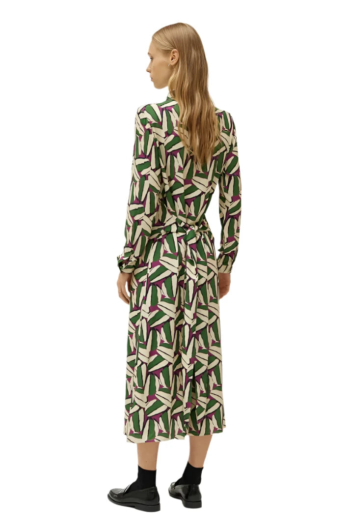 Compania Fantastica Green geometric print midi dress