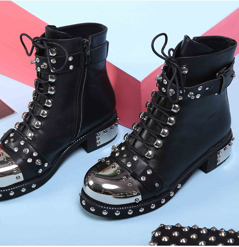 Genuine Leather Punk Rock Boots / Women 