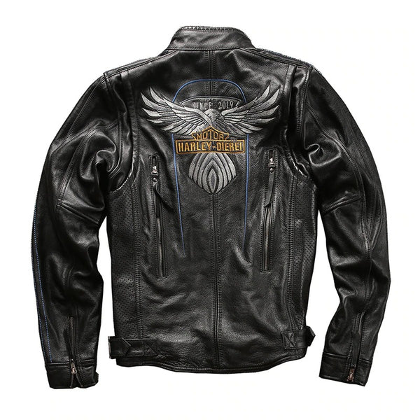 Biker BIG size Super Quality Men's Genuine Leather Jacket / Cowhide ...