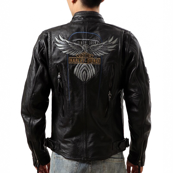 Biker BIG size Super Quality Men's Genuine Leather Jacket / Cowhide ...