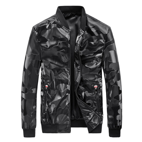 Camouflage PU Leather Jacket / Men's Zipper Jacket / Fashion Clothes ...