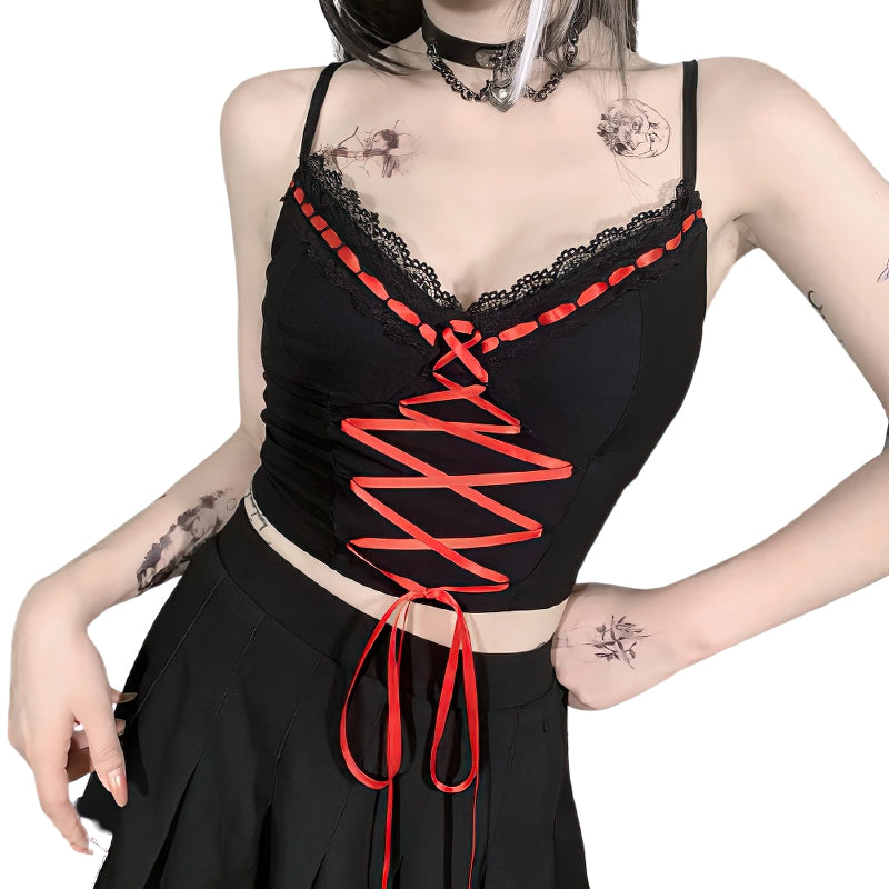 Dark Gothic Emo Women S Bandage Black Sexy Bodycon Crop Top Backless Female Streetwear Hard N Heavy