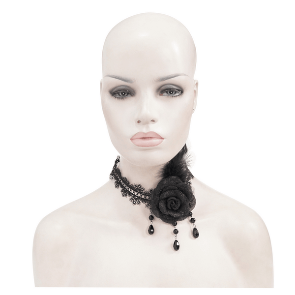 Gothic Lace and Rose Neck Band / Women's Vintage Black Choker / Fashion ...