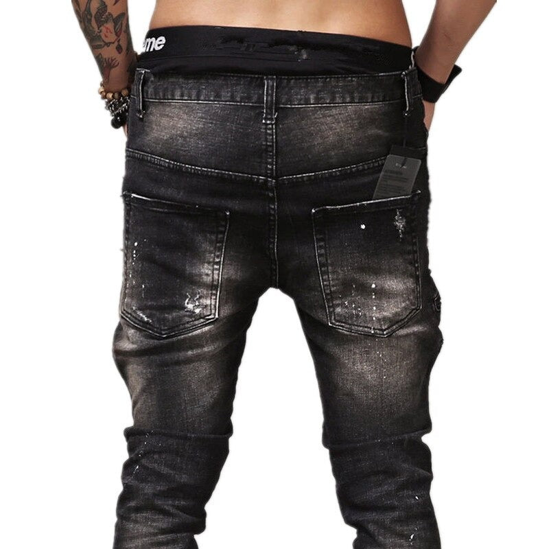 repulsion pyramide crack High Quality Men's Ripped Biker Jeans / Vintage Black Slim Fit Motorcycle  Pants in Rock Style | HARD'N'HEAVY