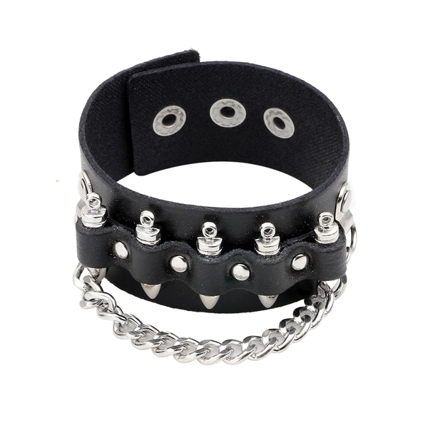 Jewelry Black Leather Bracelet for Men / Biker's Bracelet with Rope ...