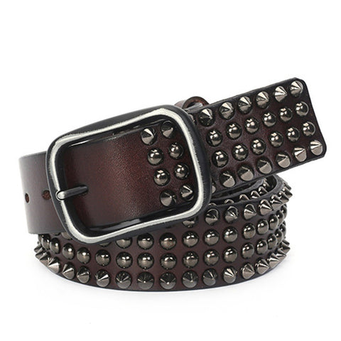 Riveted Real Leather Pin Belt for Men and Women / Rock Style Genuine ...