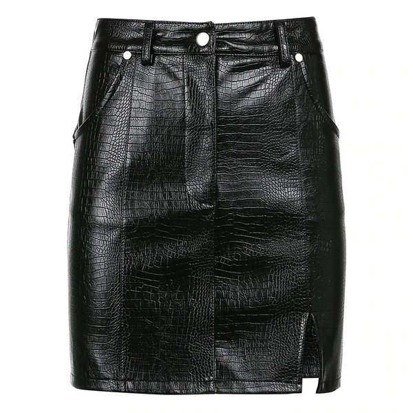 Sexy Women's Leather Split Mini Skirt / Fashion Summer Black High Waist ...