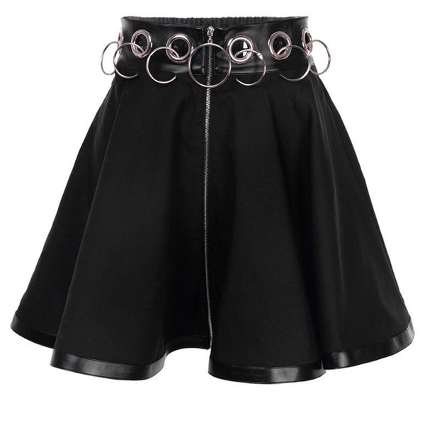 Women Gothic Skirts with Metal Rings and Zip / Alternative Style ...