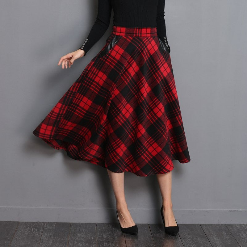 red plaid skirt plus size