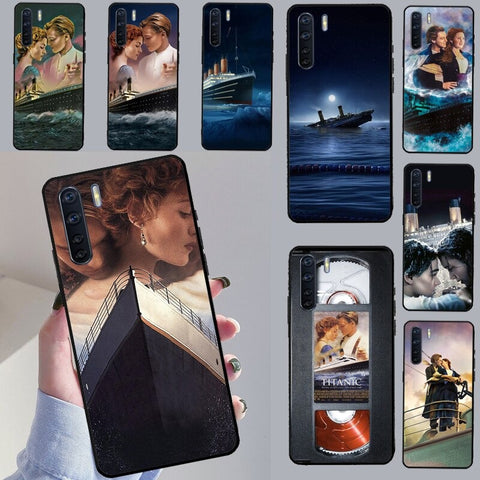 Nine various phone covers all featuring different images and scenes from the movie Titanic.