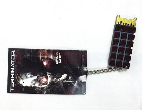 A keychain which is a replica of the Terminator Genisys Brain Chip from the movie.