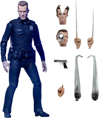 A T-1000 Terminator 7 inch action figure which features the likeness of Robert Patrick.