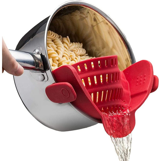 Kitchen Gizmo Snap N Strain Pot Strainer and Pasta Strainer Adjustable  Silicone Clip On Strainer for Pots Pans and Bowls - AliExpress