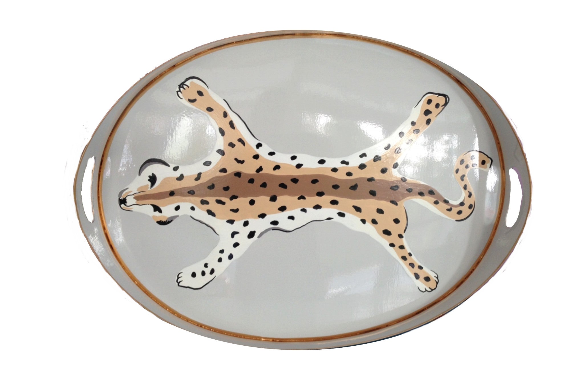 Dana Gibson Oval Tray in Grey Leopard | Dana Gibson