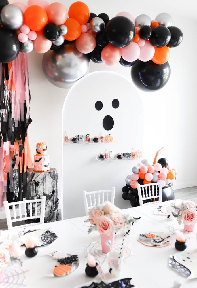 Covid Halloween Spooktacular Neon Ghost Treat Wall by Little Chic Parties