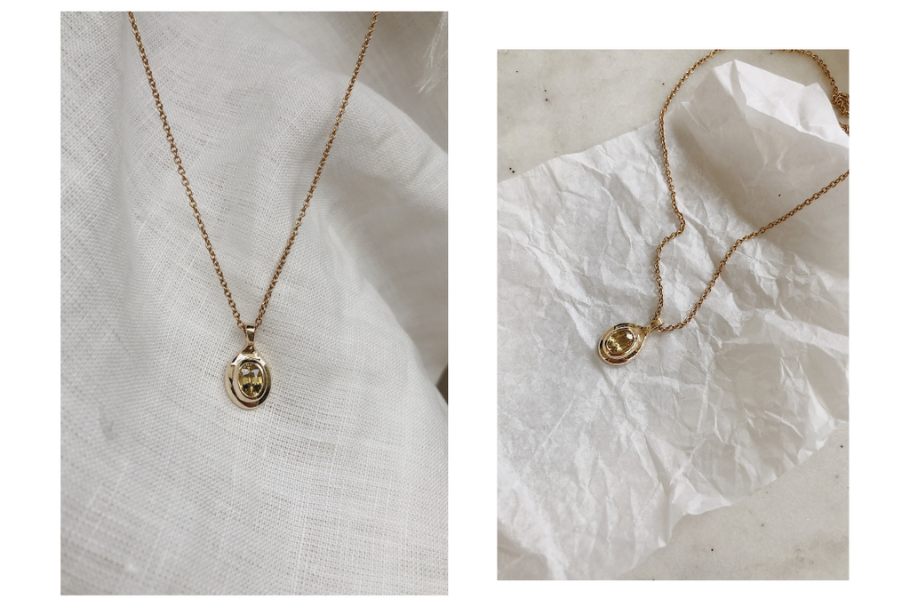 mel's yellow sapphire necklace, wedding jewellry, RUUSK jewellry 