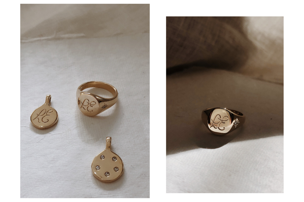 custom signet ring and bespoke diamond pendant - RUUSK heirloom jewellry 