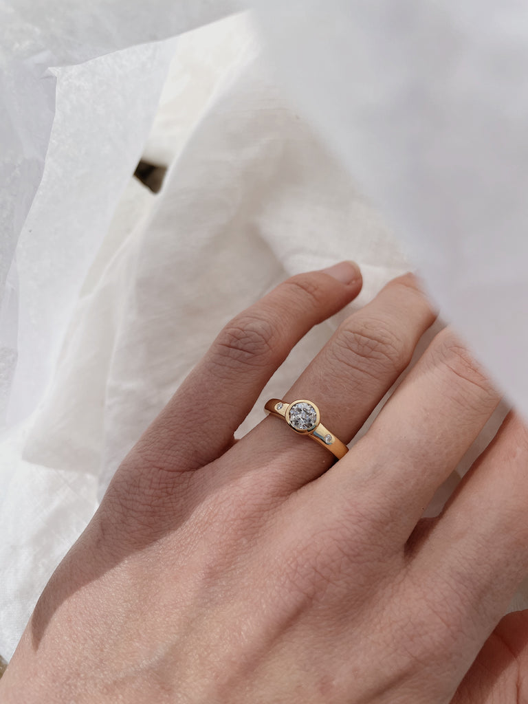 Australian made solid gold wedding rings. Salt & Pepper Diamond Engagement Rings.