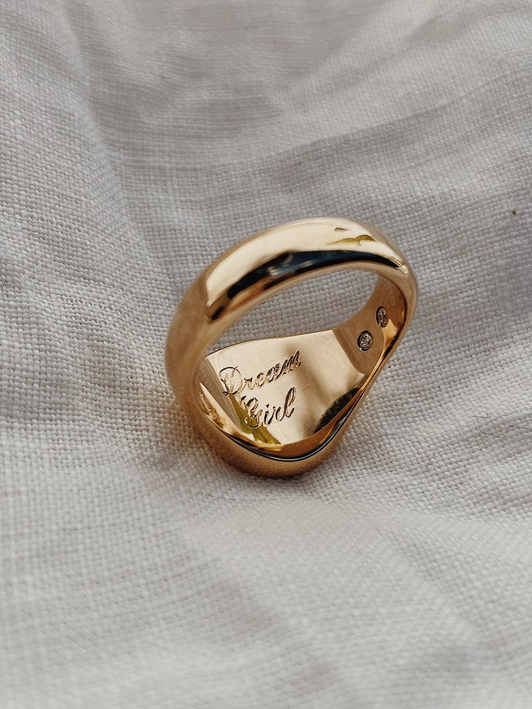 Hand Engraved Gold Signet Ring