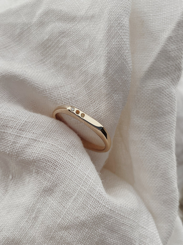 Solid Gold Signet Ring with birthstones made in Australia, beautiful Christmas gift ideas