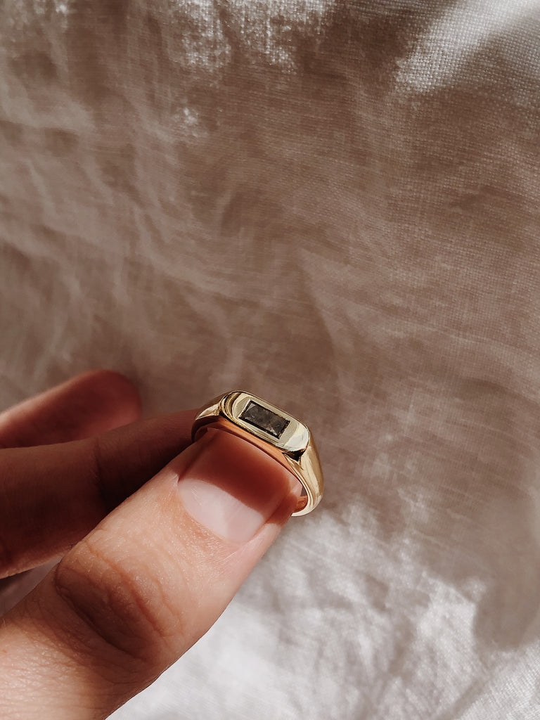 Salt and Pepper Signet Ring made in Australia