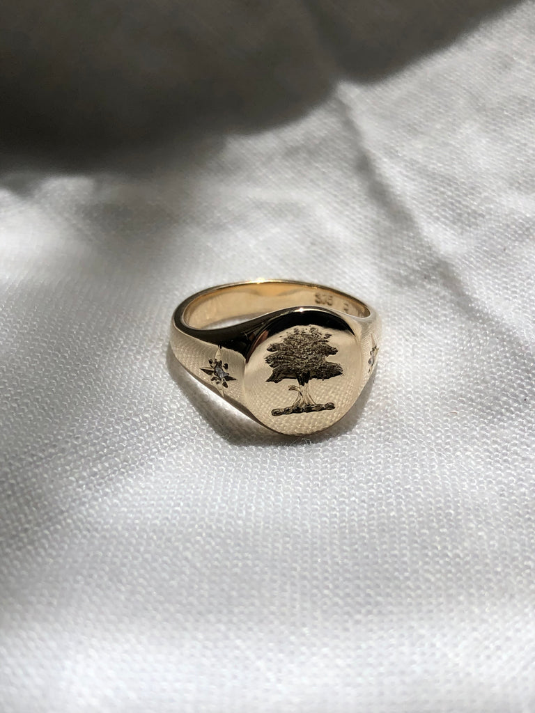 Solid Gold Signet Ring with Family Crest
