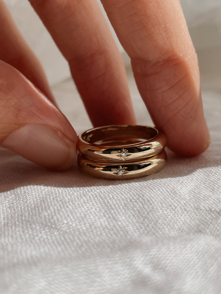 Solid Gold Ring Stack, Round Rings and Organic Rings made in Australia, beautiful Christmas gift ideas