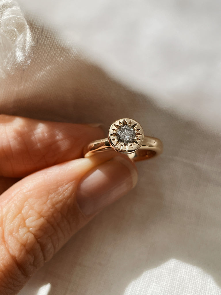 Salt & Pepper Engagement Ring made in Australia