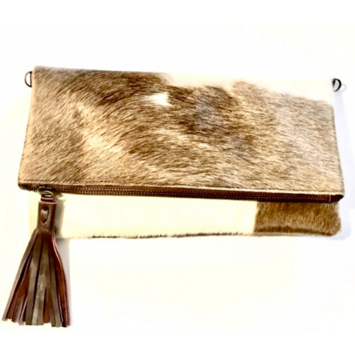 Abello Foldover Cowhide Clutch Crossbody