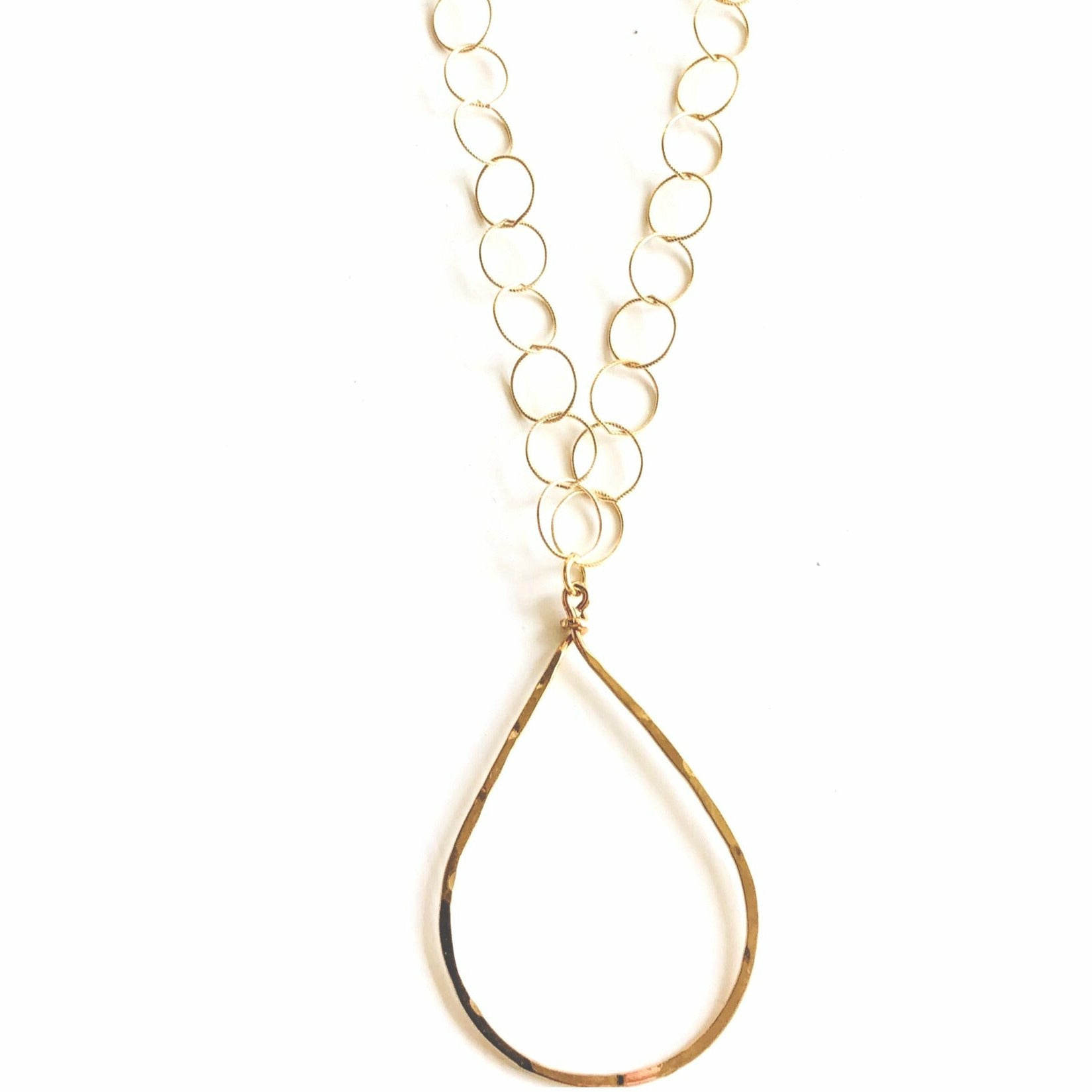 Avia Hammered Pear Drop Long Necklace