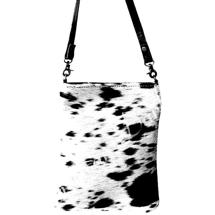 Lara Black White Cowhide Crossbody Handbag
