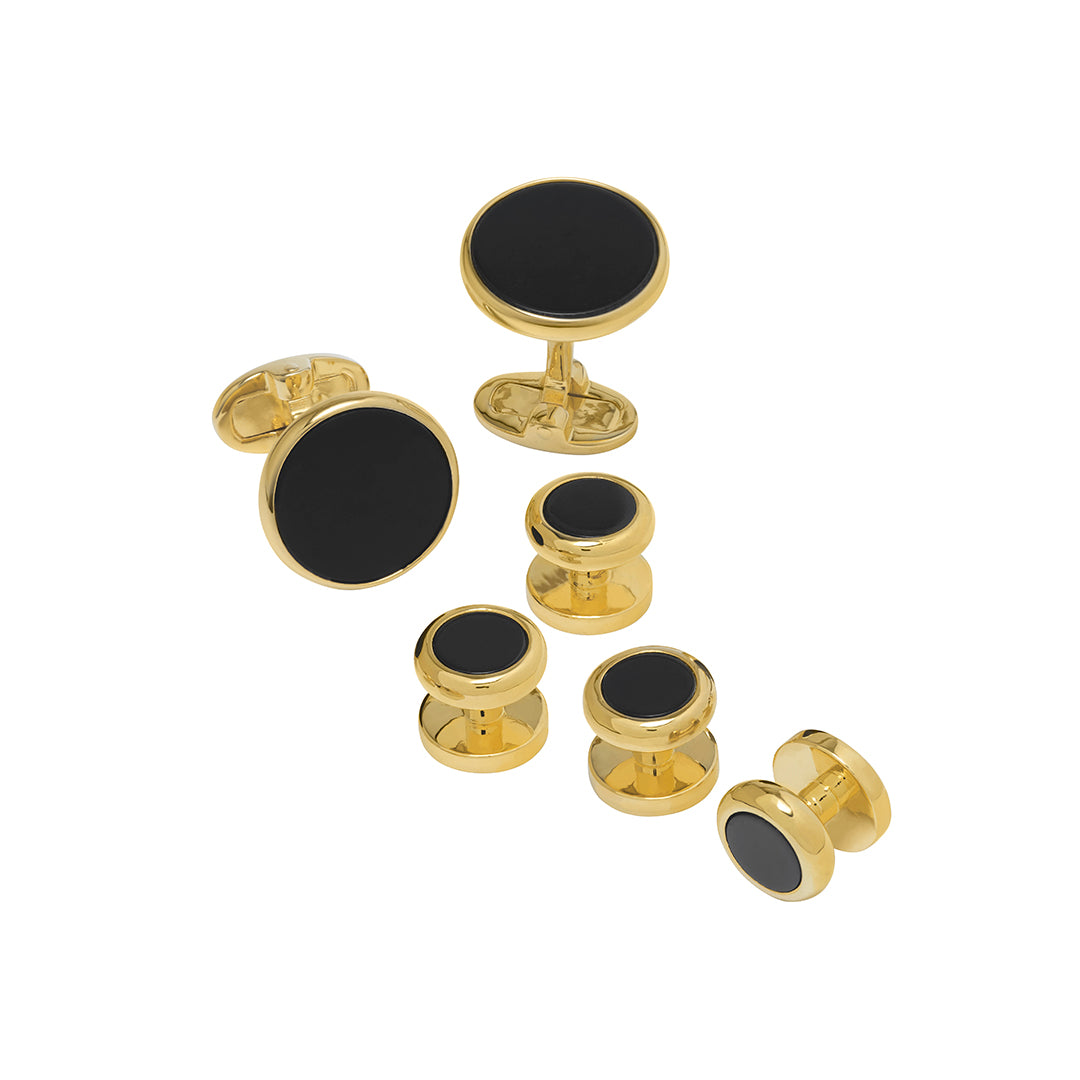 Classic Round Gemstone Cufflinks and Tuxedo Studs - LINK UP product image