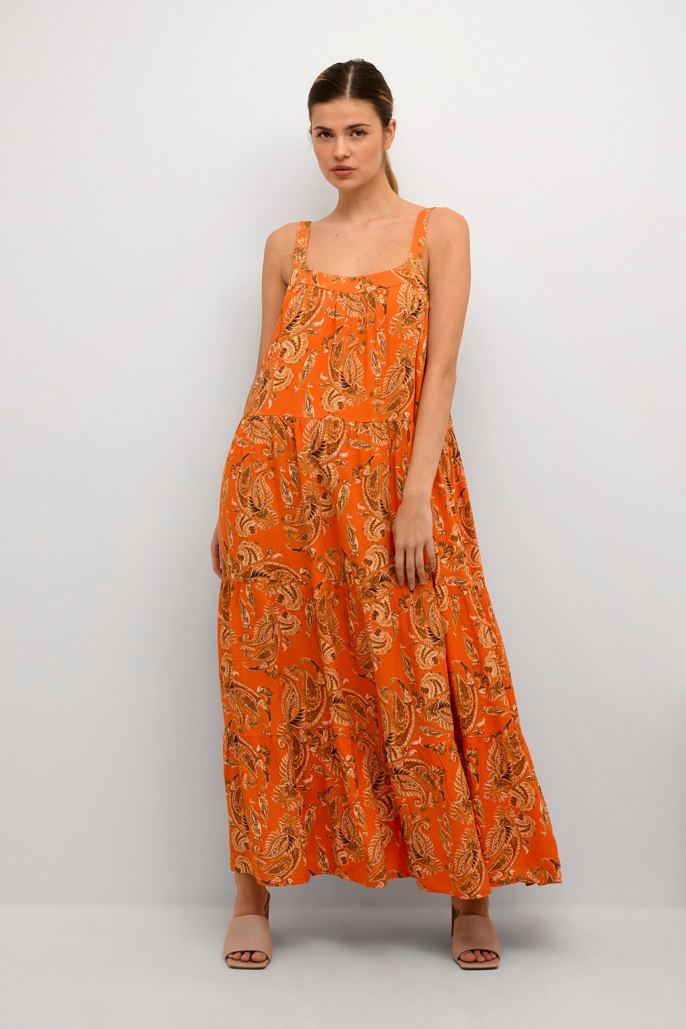Cream "Rosina" maxi kjole Exotic Orange – Finesse
