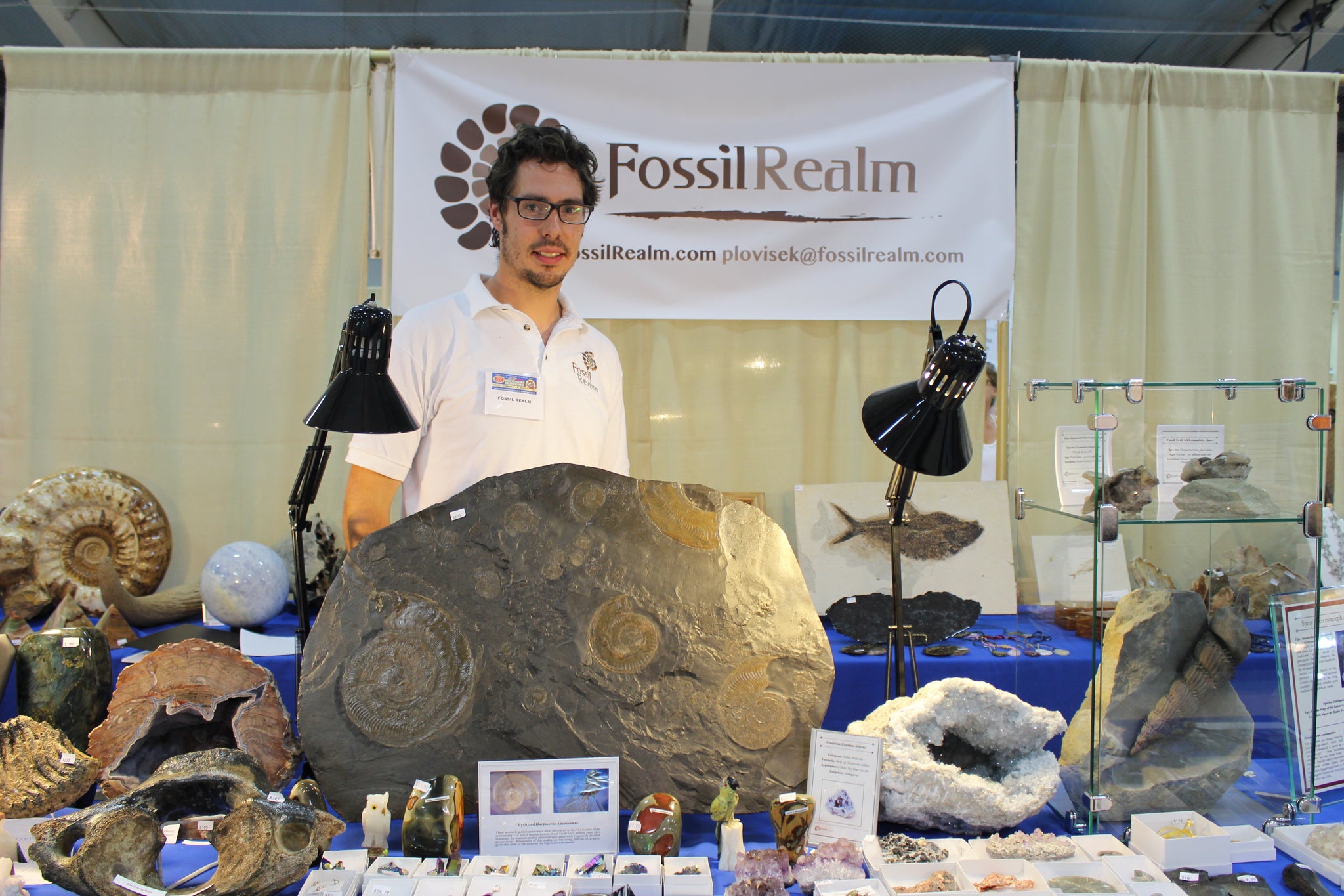 Peter Lovisek in Bancroft Ontario, managing the Fossil Realm booth