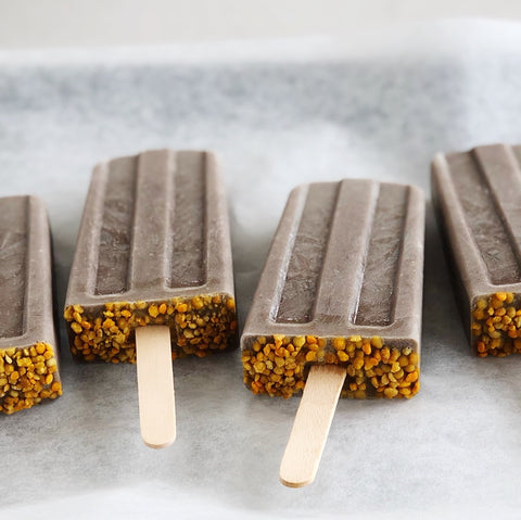 Recipe for Vegan Bliss-ful Blueberry Popsicles made with adaptogenic JOYÀ Bliss cacao elixir blend
