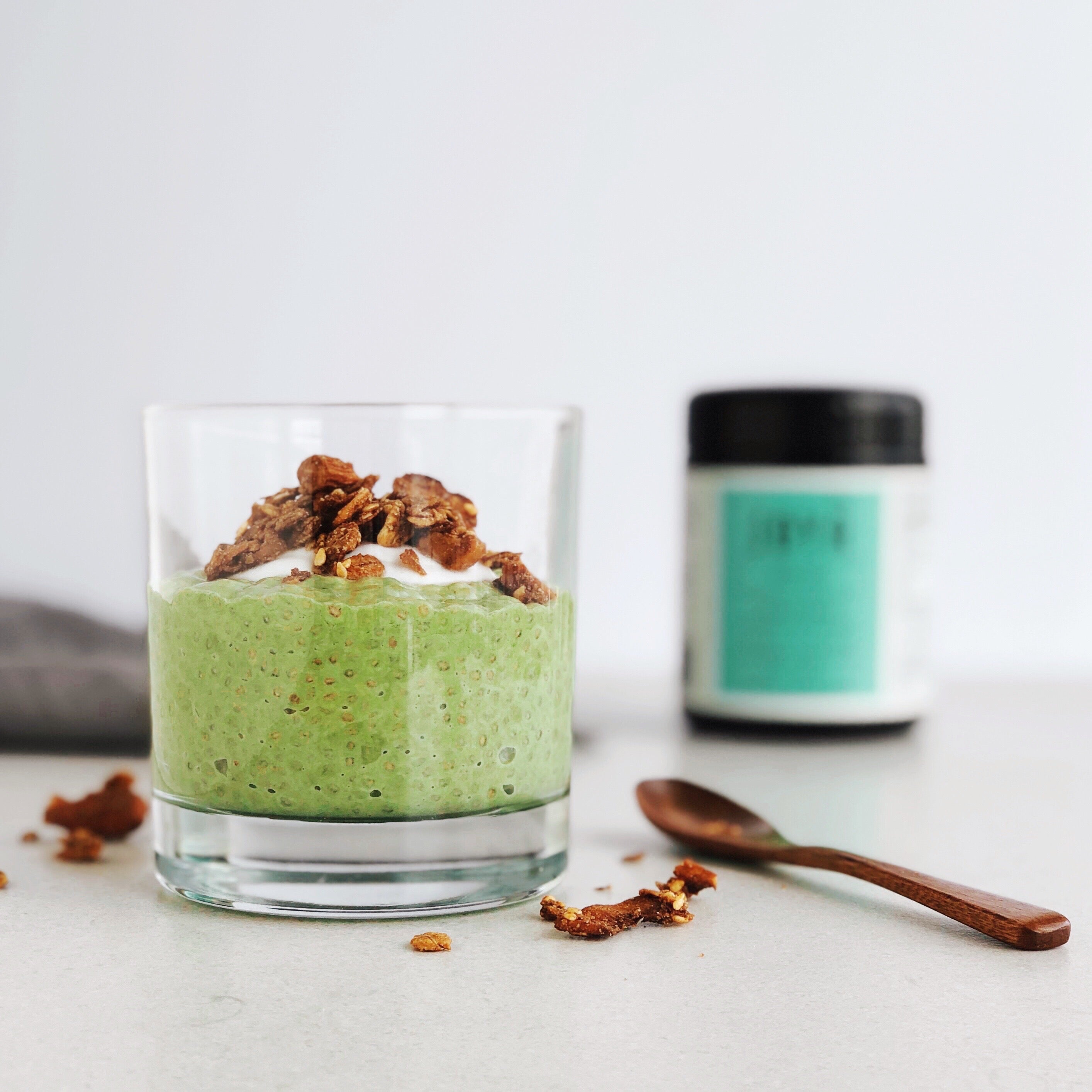Chia Seed pudding with JOYÀ's Focus Matcha Superblend