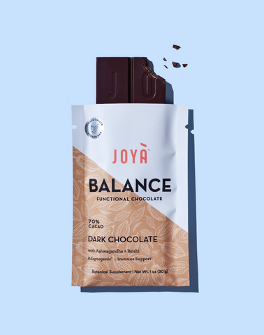 Overhead shot of JOYÀ's Balance Functional Chocolate