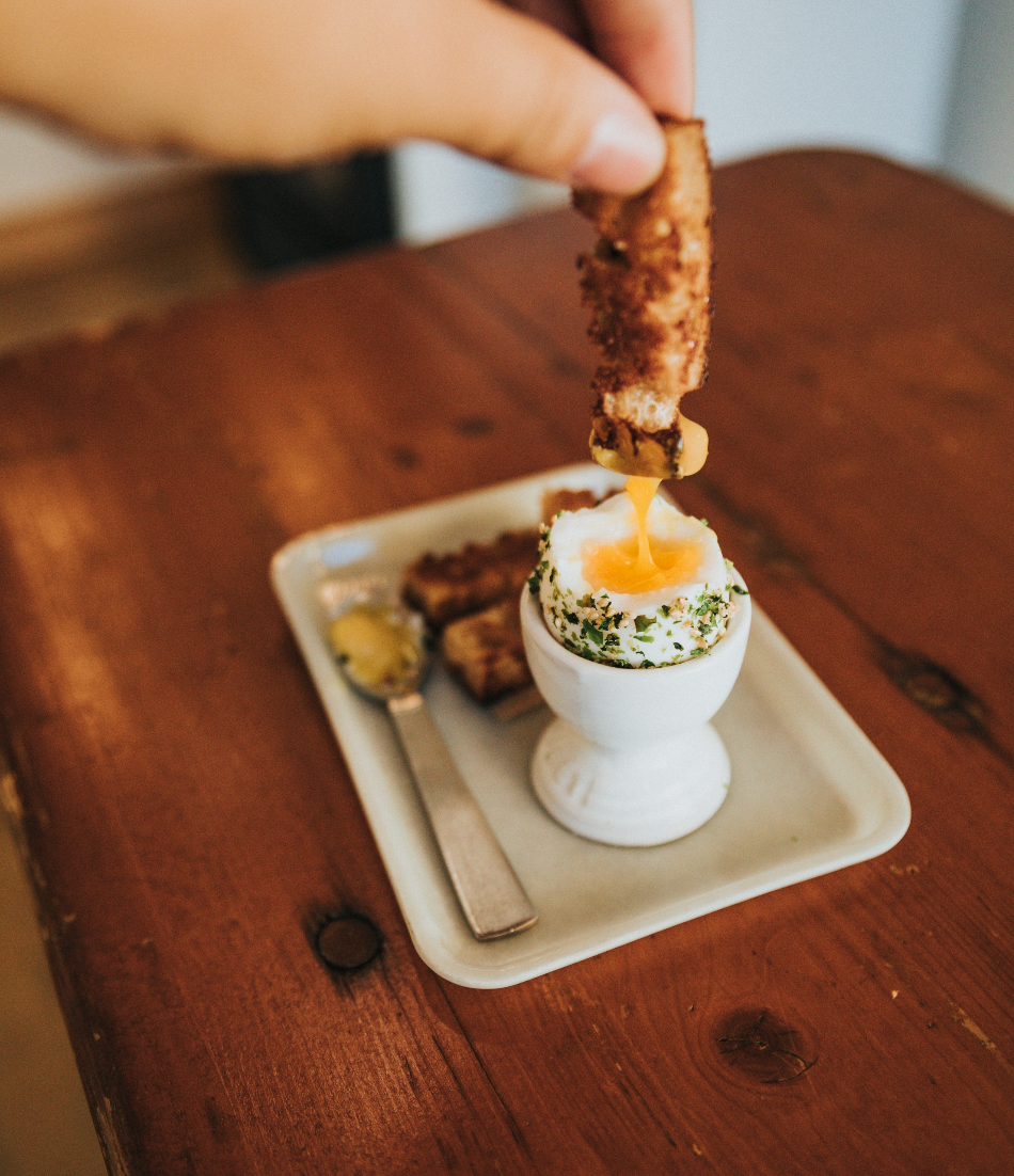 Soft boiled egg and toast