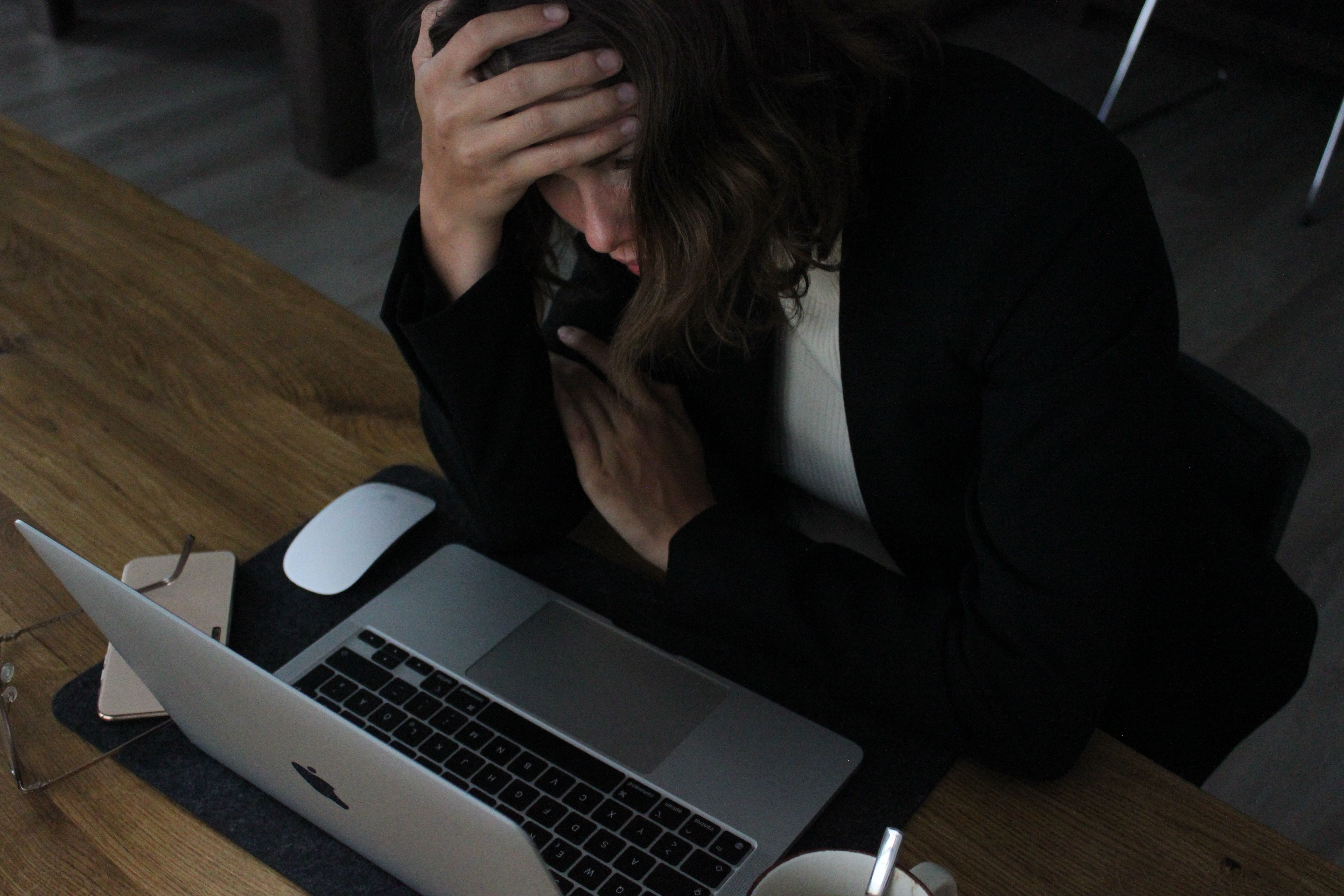 Woman stressed at desk