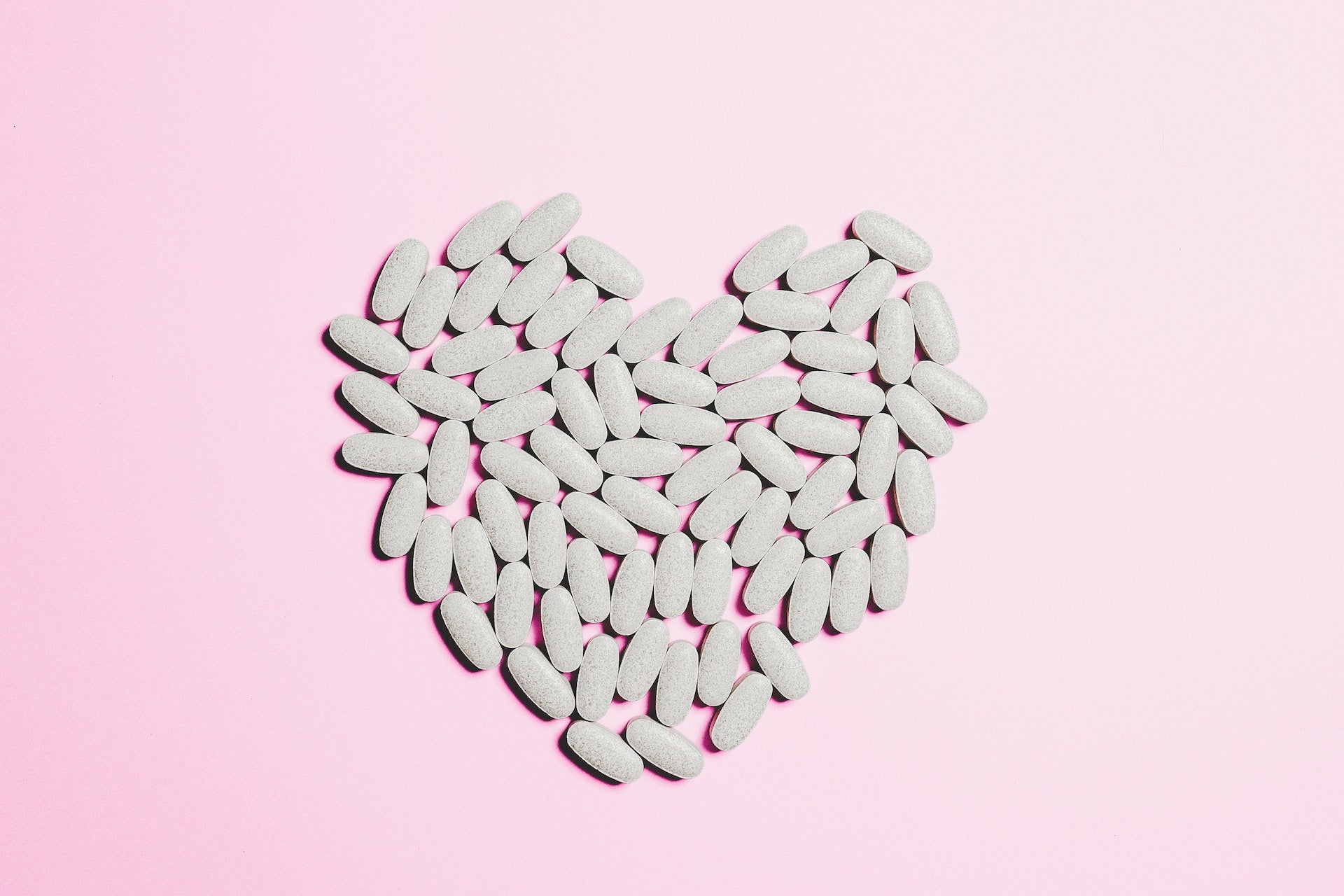 Vitamin tablets in heart shape