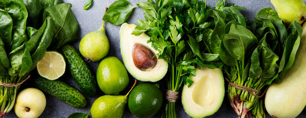 Image of green fruits and veggies