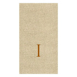 Caspari Natural Jute Paper Linen Single Initial Boxed Guest Towel Napkins - 24 Per Box I 9760GG.I