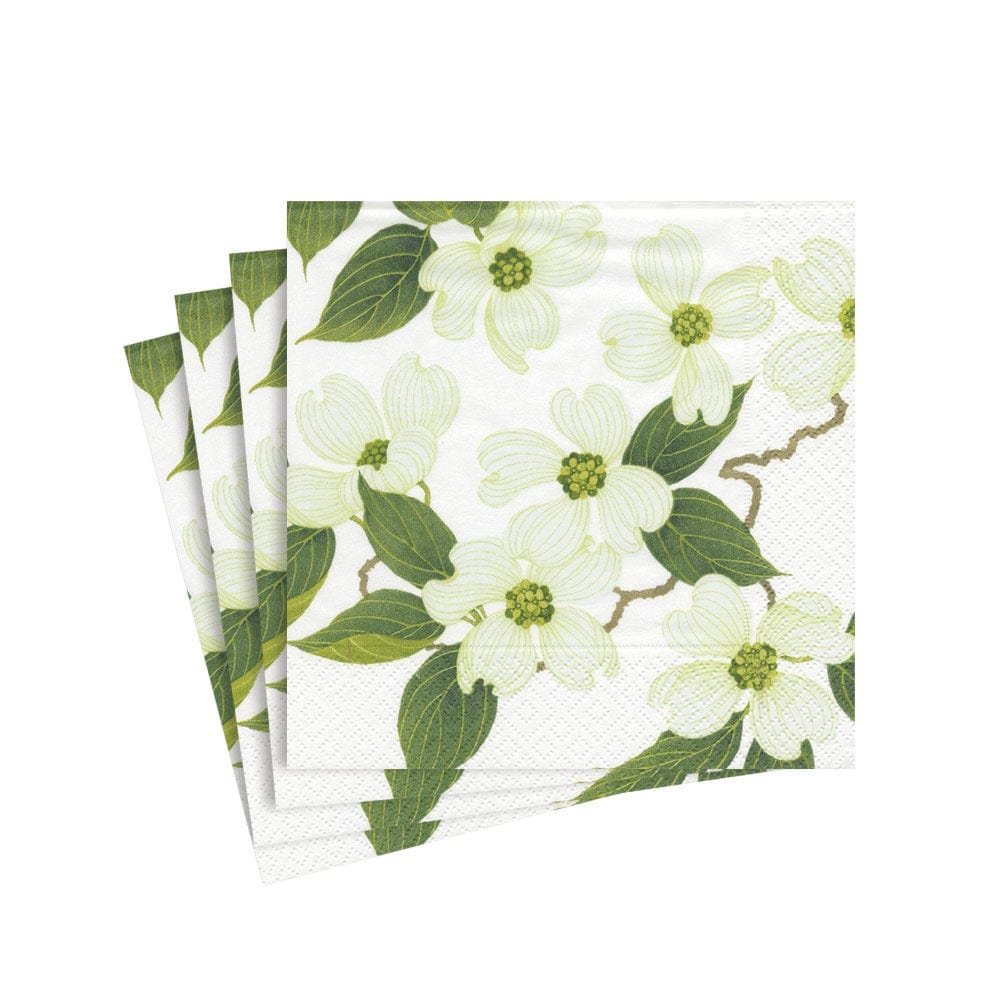 Caspari Dessin Passementerie Paper Linen Dinner Napkins in Moss Green - 12 per Package