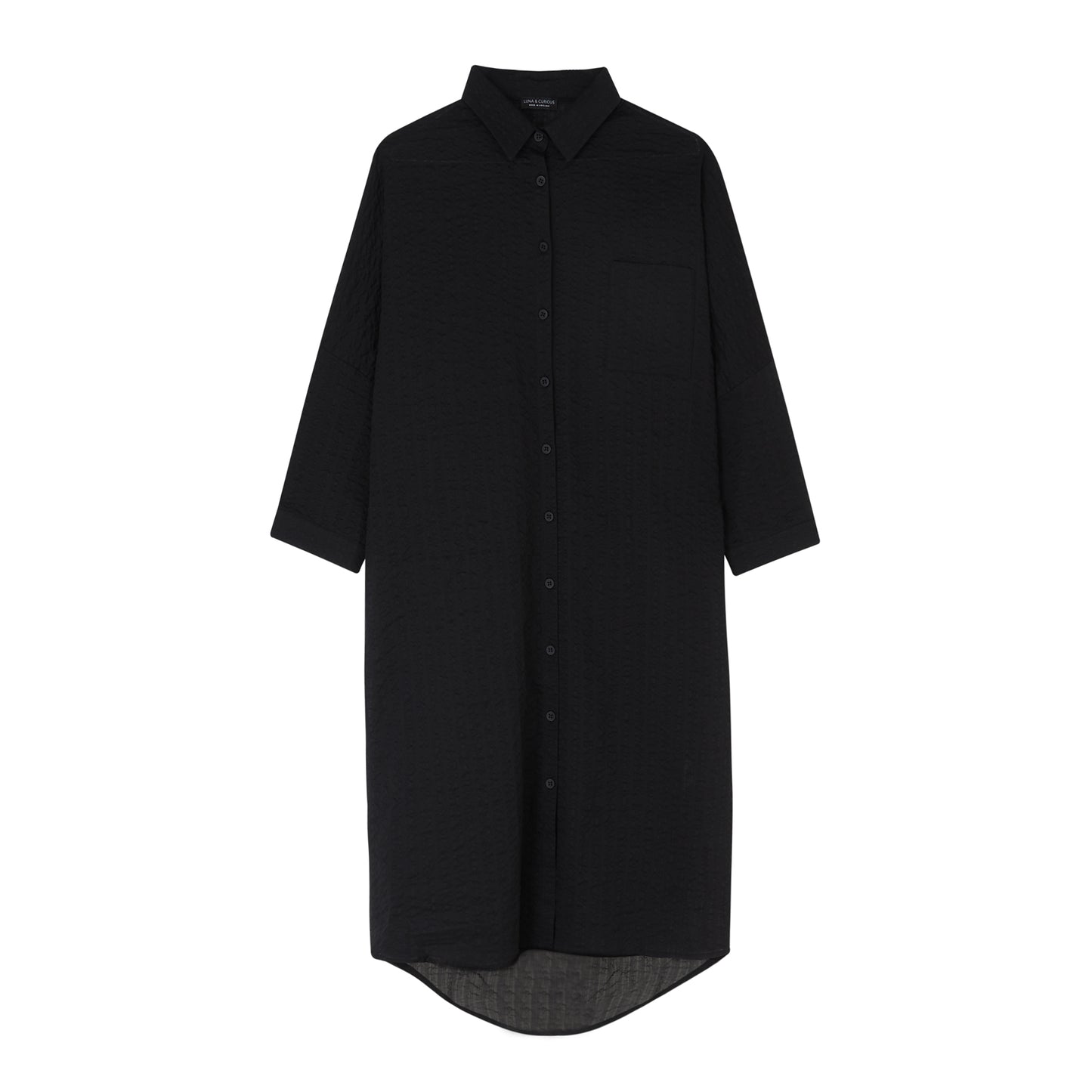 Load image into Gallery viewer, Black Waffle Shirt Dress
