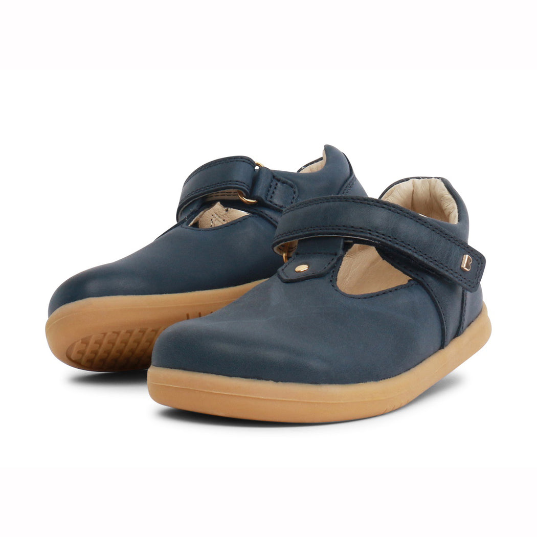 Bobux Navy Step Up T-Bar Shoes — Luna 