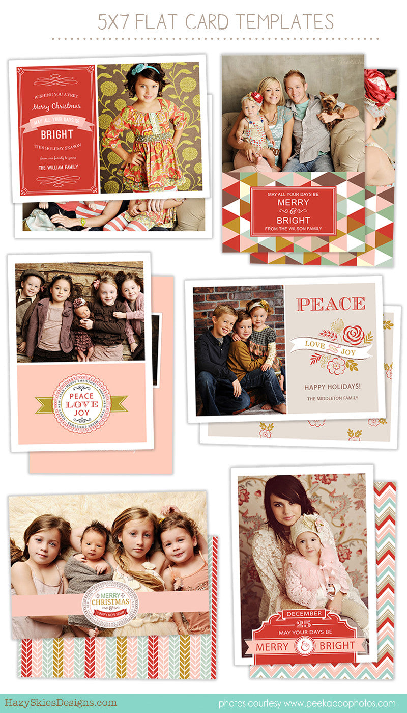 Christmas Card Templates for Photographers  Merry & Bright Within Holiday Card Templates For Photographers